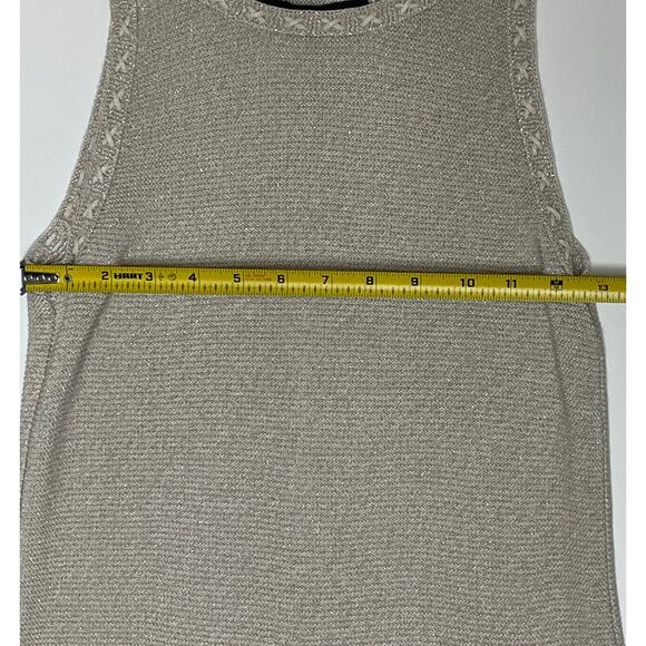 White House Black Market Tunic Length Tank Oatmeal, Gold Threading Glittery, XS - Picture 10 of 13